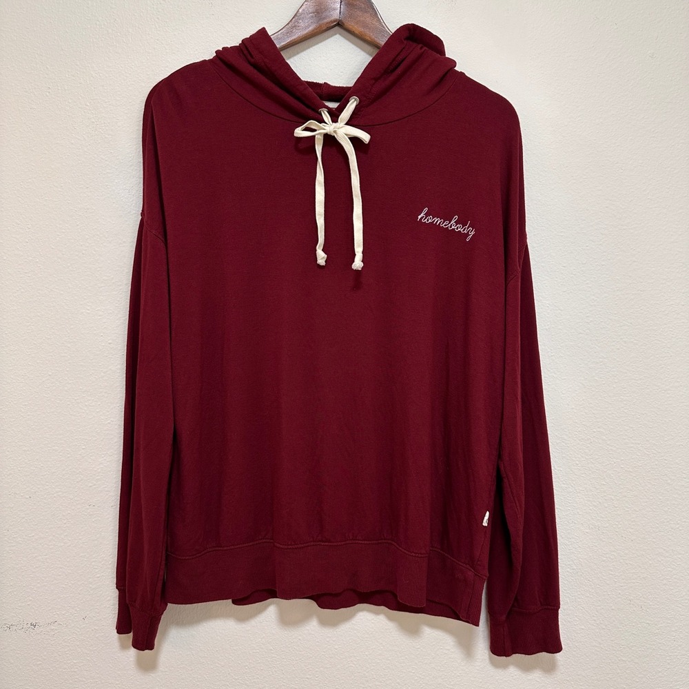 Magnolia Homebody Hoodie Womens Medium Burgundy Homebody Sweatshirt Soft Cozy